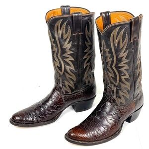 Vintage Justin Cowboy Boots 🐢 Rare Pre-ban Sea Turtle Chocolate Brown  Mens 9B